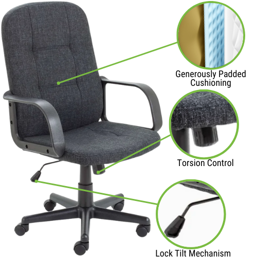 Jack 2 Executive Office Chair - Nylon Frame, Charcoal, Ergonomic Comfort - eclipse
